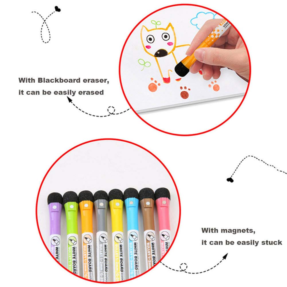 Magnetic Whiteboard Markers with Eraser - 12 Pack Dry Erase Markers for Whiteboard, Glass & Office Use - Smooth Writing, Low Odor, Non-Toxic - Perfect for Classrooms, Meetings & Home Office Organization (Orange)