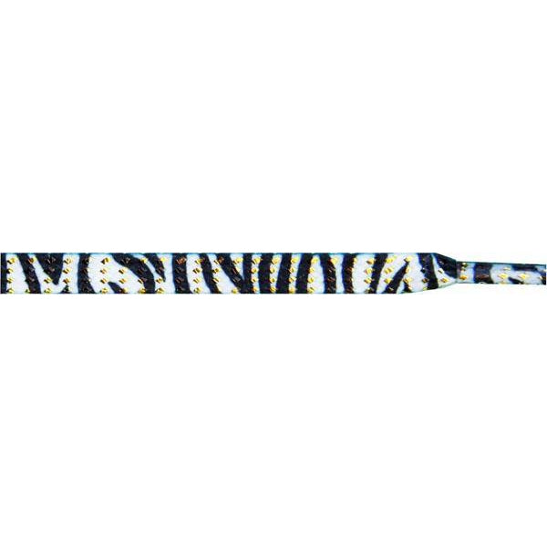 Glitter 3/8 Inch Flat Shoelaces - Zebra Print (1 Pair) | Durable & Stylish for Sneakers, Boots & Casual Shoes - Perfect for Fashion & Everyday Wear