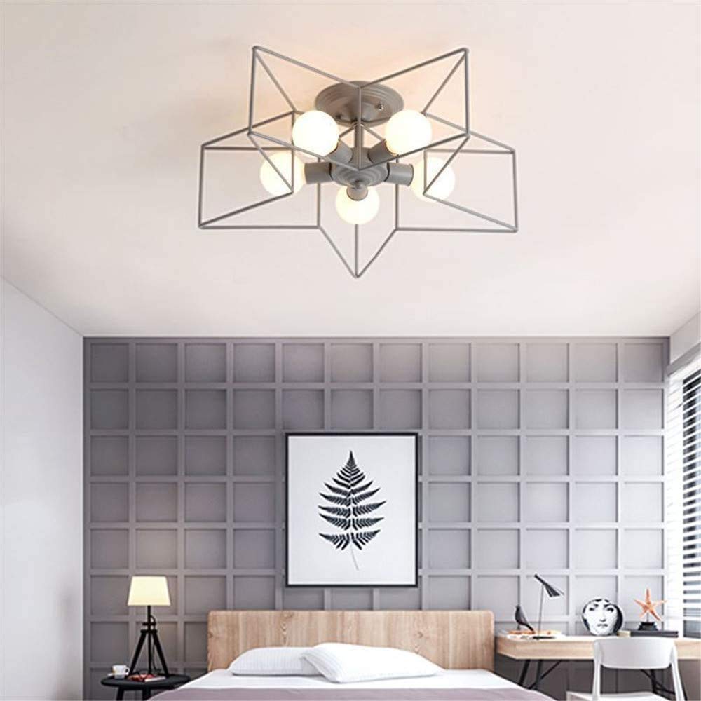 KWOKING 5-Light Flush Mount Ceiling Fixture - Modern Minimalist Star Design in Gray | Perfect for Bedroom, Living Room & Hallway Lighting