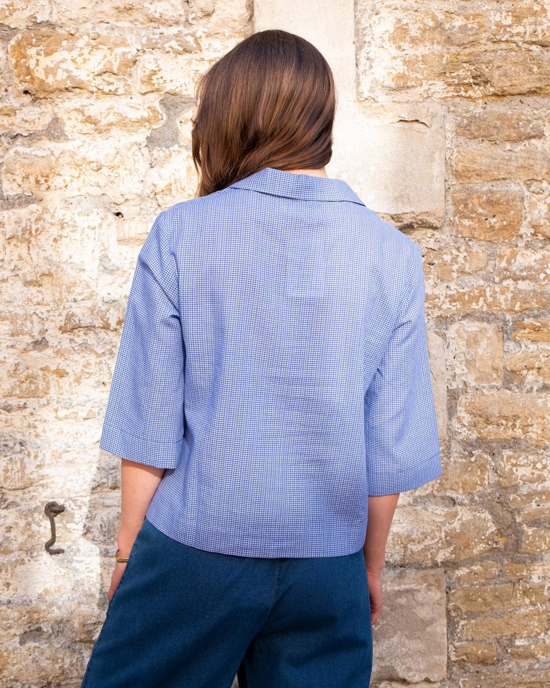 Gina Women's Casual Cotton Shirt - Blue Checkered Button Down Top for Everyday Wear | Office, Outing & Spring Outfits
