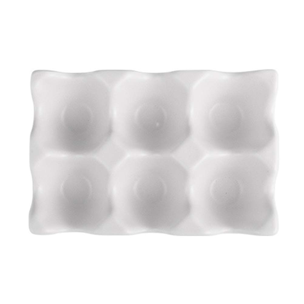 DOITOOL 6-Slot Ceramic Egg Holder - Anti-Slip Refrigerator Egg Storage Container, Shockproof Egg Box for Kitchen Organization (White) - Perfect for Fresh Egg Storage & Refrigerator Organization