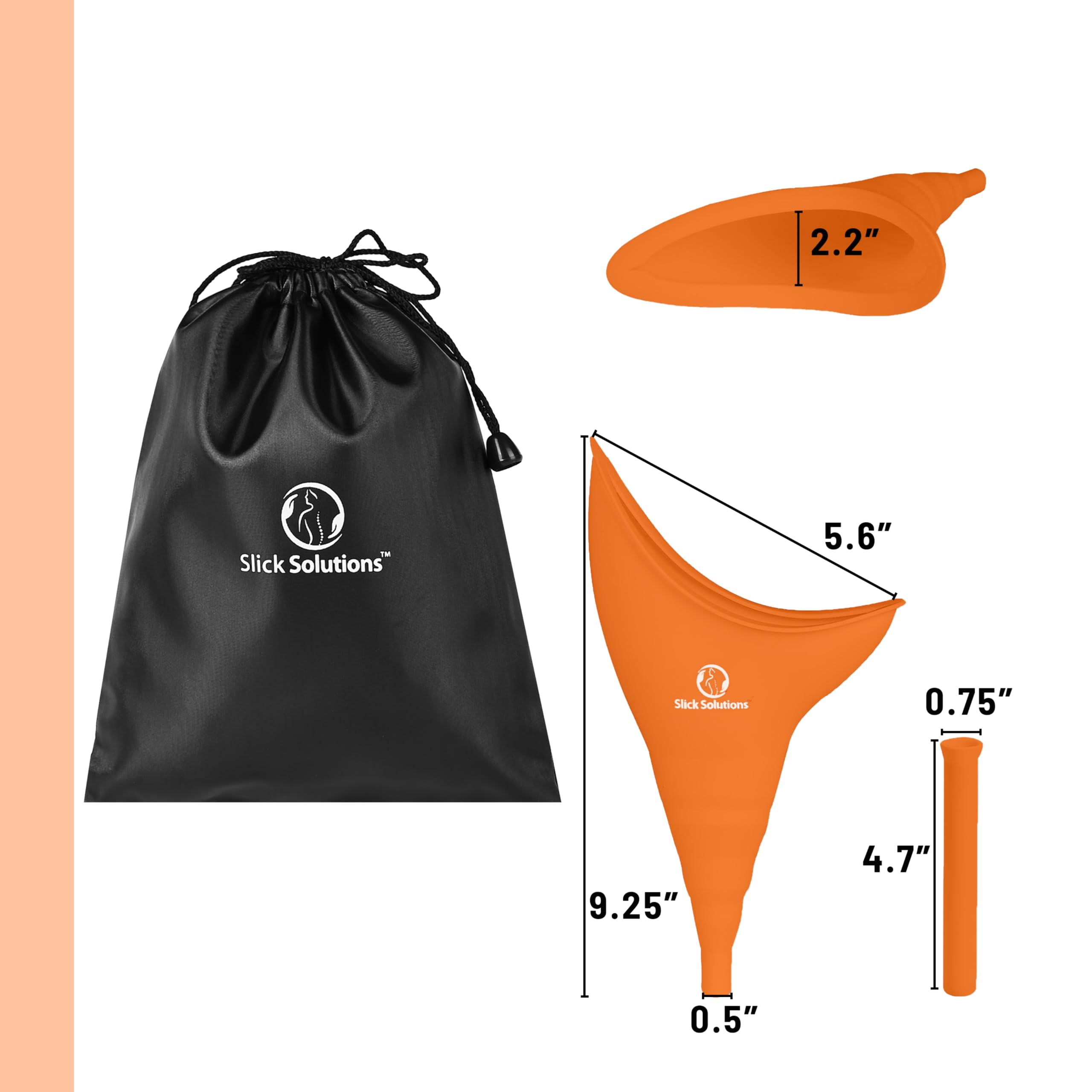 Portable Female Urination Device - Reusable Orange Pee Funnel for Women | Outdoor, Camping & Travel Essential | Compact Female Urinal for Hiking, Road Trips & Emergency Situations