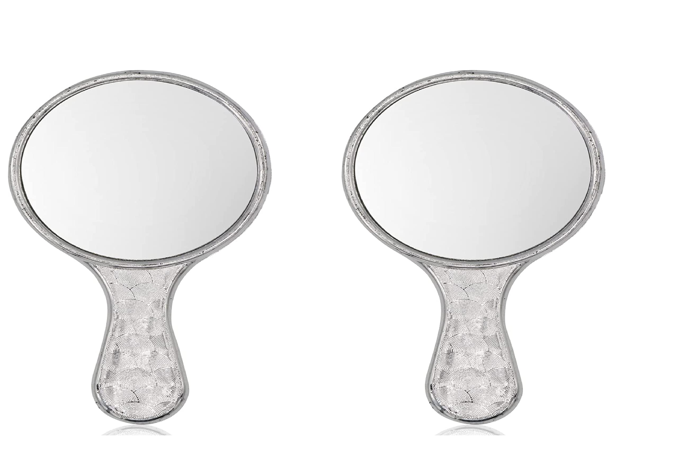 OJ Multipurpose Pocket Handheld Mirror for Women - Portable Travel Makeup Mirror, Lightweight Vanity Accessories (Medium Round, Silver, 2-Pack) - Perfect for Home, Travel, and On-the-Go Touch Ups