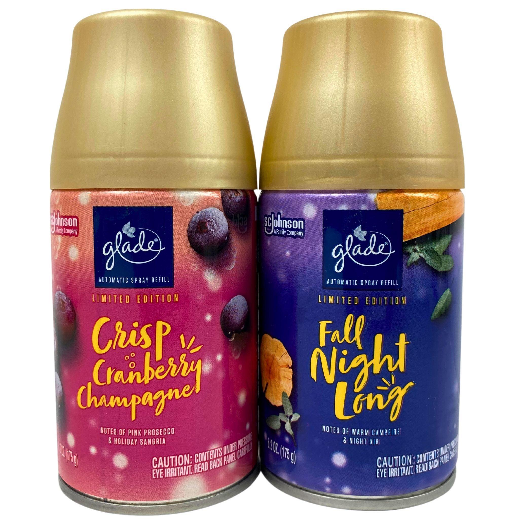 Glade Crisp Cranberry Champagne & Fall Night Limited Edition Automatic Spray Refill 6.2oz (60 Pack) - Long-Lasting Air Freshener for Home, Office, and Car