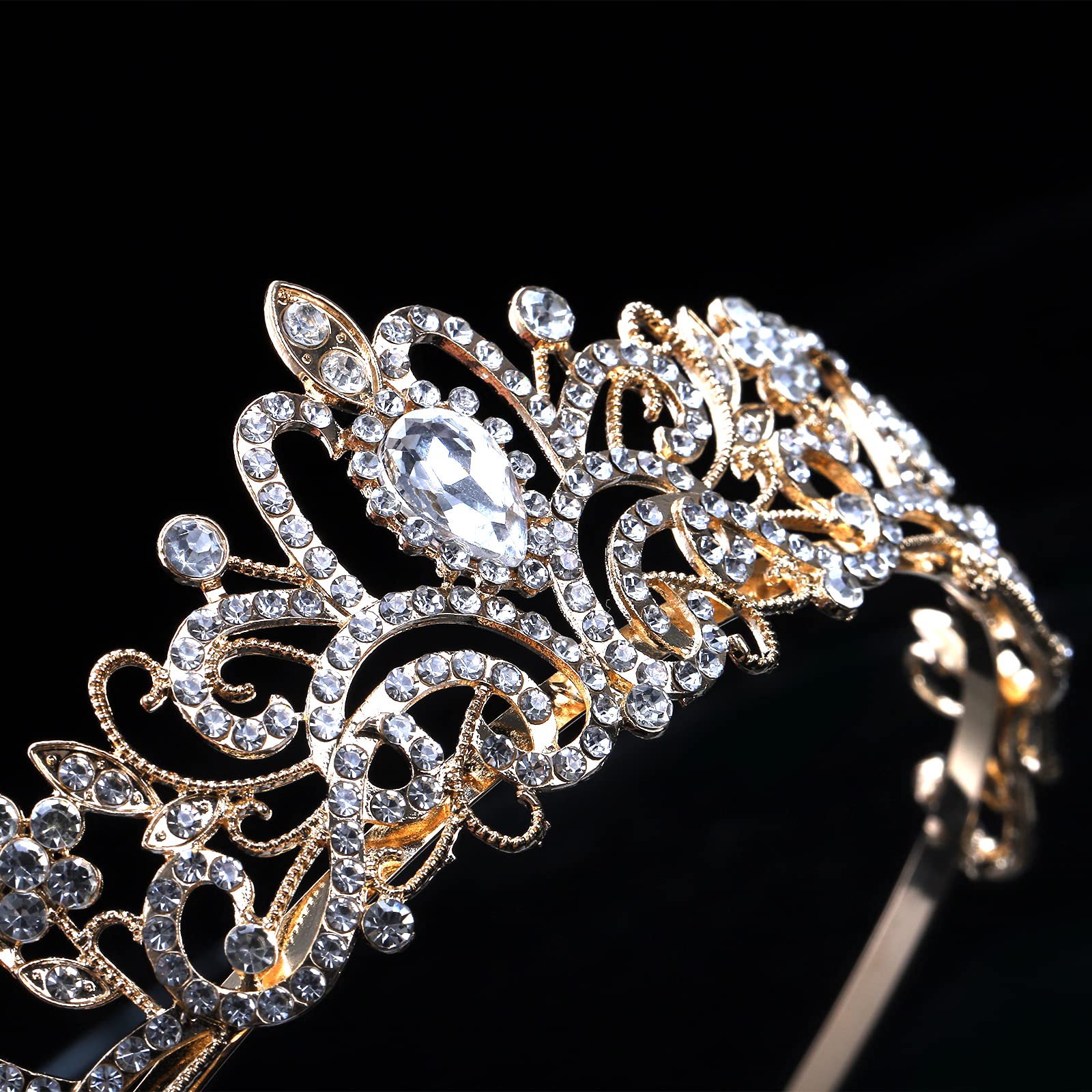 YOPAY 3-Piece Crystal Tiara Crown Set - Gold Queen Bridal Crown for Women & Girls, Princess Headband with Comb - Perfect for Birthday, Wedding, Prom, Pageant, Christmas & Halloween Parties | Cake Topper & Photo Prop for Special Occasions