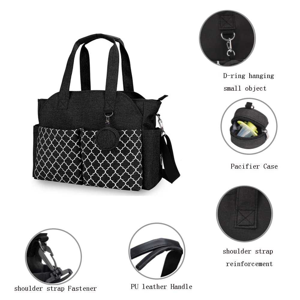 Upgraded Lmbabter Diaper Bag Tote with Changing Station - Multi-Functional Baby Bag with Adjustable Shoulder Strap, Black, One Size - Perfect for Travel, Shopping & Parenting Essentials Organization