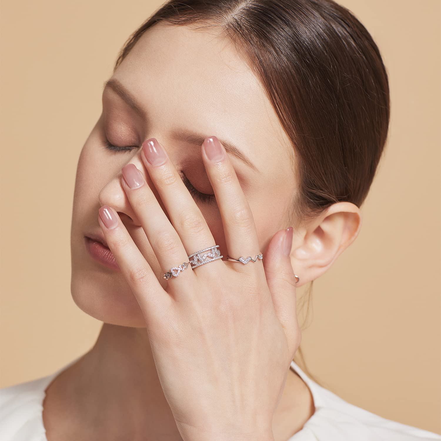 Meissa Silver Rings for Women - Adjustable Stackable Love Rings for Teen Girls, Cute Dainty Midi Rings | Perfect for Everyday Wear, Gifts, and Layering Jewelry