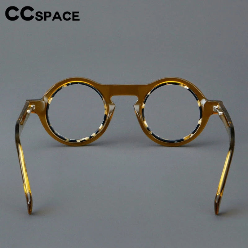 CCspace Unisex Full Rim Round Acetate Eyeglasses Frame 300968 - Lightweight & Durable for Reading, Work, and Daily Wear