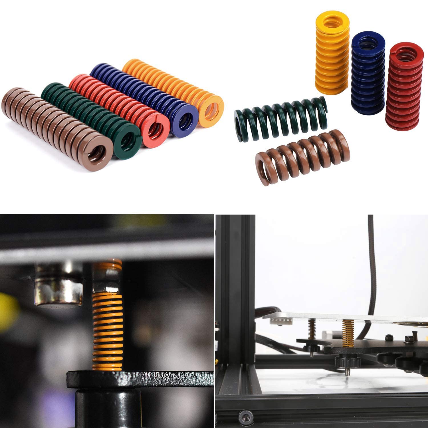 MroMax 3D Printer Die Spring - 25mm OD x 25mm Long Yellow Compression Spring for 3D Printer Bed Leveling | Light Load Spiral Stamping Mold Spring | Perfect for DIY 3D Printing Projects & Machine Maintenance