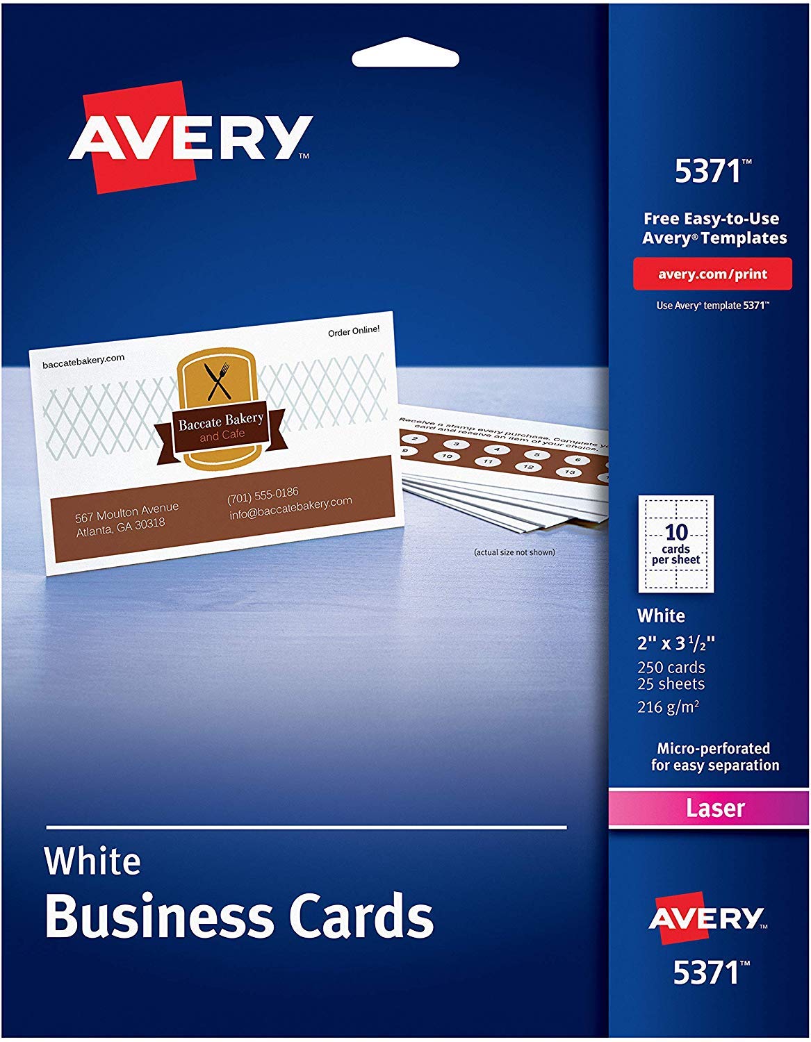 Avery Printable Business Cards for Laser Printers - 250 Pack, 2 x 3.5 Inches (5371) - Perfect for Networking, Events & Professional Branding