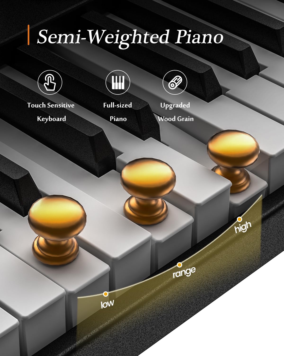 Portable 88-Key Semi-Weighted Folding Digital Piano with Wood Grain Finish - Bluetooth MIDI Electric Keyboard for Adults & Kids | Perfect for Home Practice, Travel & Music Lessons