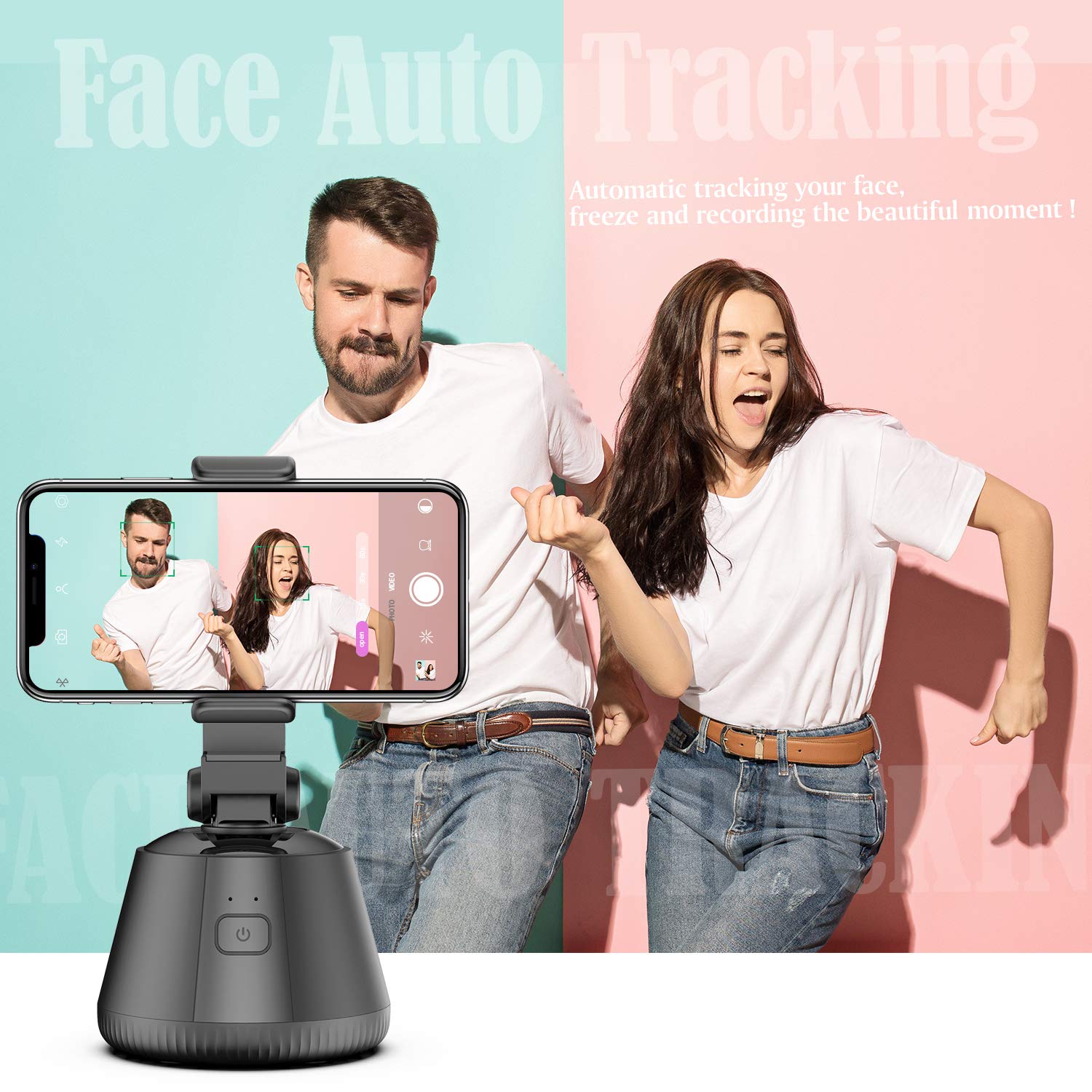 360° Smartphone Gimbal Stabilizer with Auto Tracking - Portable 3-Axis Handheld Stabilizer for Vlog, Live Streaming & Photography | Compatible with iPhone & Android Phones (Black) | Perfect for Travel Vlogging, TikTok Videos & Social Media Content Creation