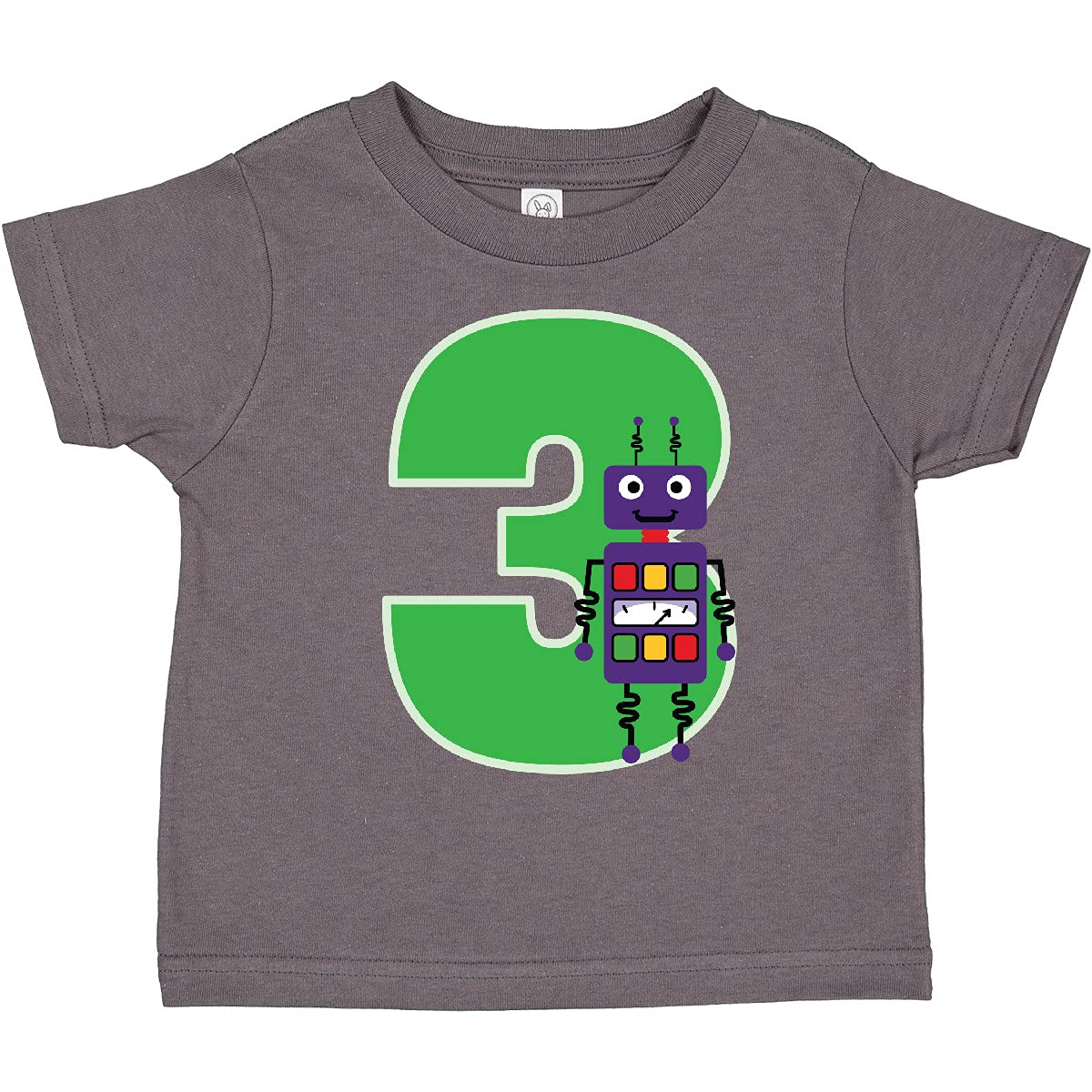 Inktastic 3rd Birthday Robot Boys Robotics Toddler T-Shirt - Cute Robot Design Toddler Tee for Boys Birthday Party, STEM Theme Outfit, Kids Casual Wear & Playdate Attire