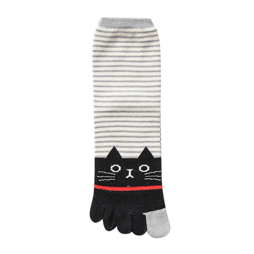 Women's Winter Cat Print Multicolor Cotton Finger Socks - Cozy Toe Socks for Girls & Women, Perfect for Cold Weather, Lounge Wear & Casual Outfits