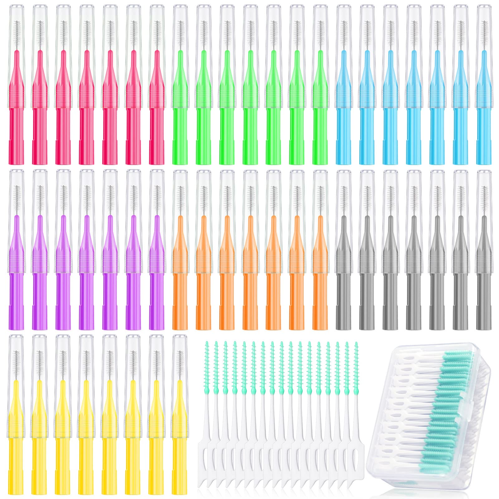 Zopeal 250 Pieces Dental Floss Picks & Interdental Brushes - Soft Orthodontic Flossers for Braces, Gentle Teeth Cleaning Tools for Oral Hygiene (Cute Color Assortment) - Perfect for Travel, Home & Office Use