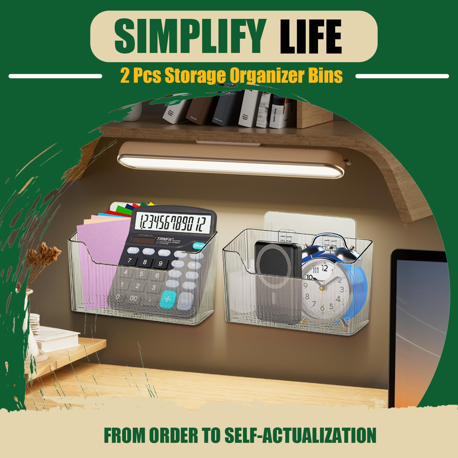 2 Pack Wall Mounted Organizer Bins - Multi-Purpose Cabinet Door Storage for Kitchen, Bathroom & Pantry | Space-Saving Hanging Baskets with Strong Adhesive | Perfect for Spices, Utensils & Toiletries (BPA-Free, Durable Design)