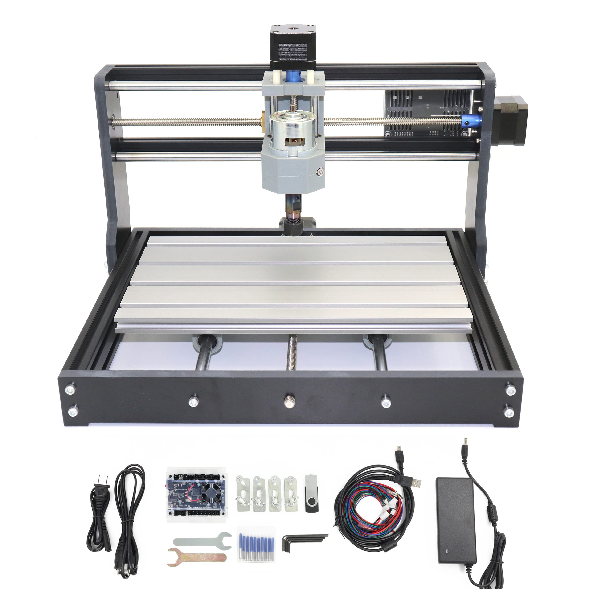 RATTMMOTOR DIY CNC Router Kit - 3 Axis Hobby CNC Machine with GRBL Control for Wood, Acrylic, PVC & PCB Engraving | 300x180x45mm Working Area | Perfect for Home DIY Projects, Woodworking & Craft Making