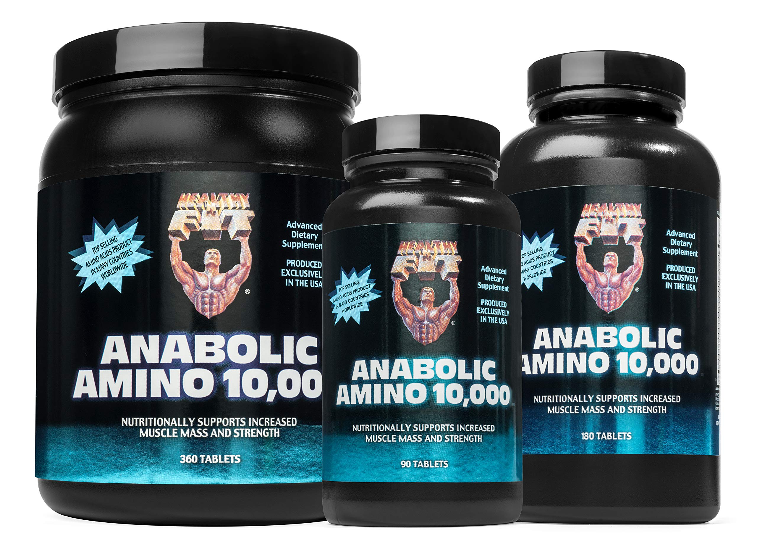 Healthy 'N Fit ANABOLIC Amino 10,000 - 90 Tablets with EAA & BCAA - 10,000mg Amino Acids per Serving for Muscle Recovery & Workout Performance - Ideal for Bodybuilders & Athletes