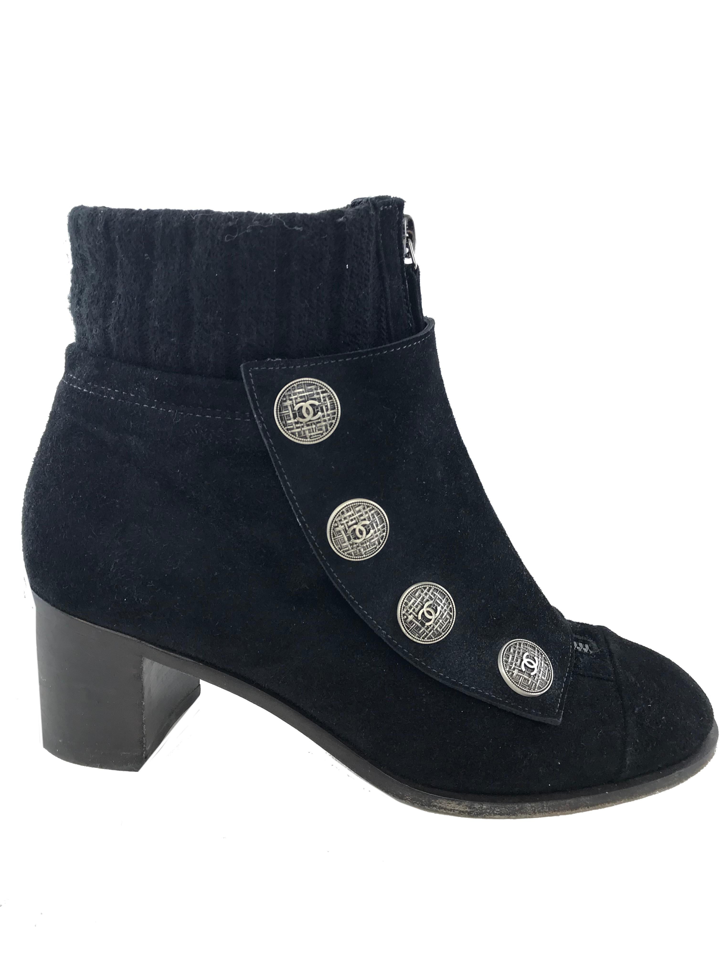 Chanel Paris Edinburgh CC Ankle Boots Women's Size 6.5 - Luxury Leather Booties for Women, Fashionable High-End Footwear for Parties, Dating & Special Occasions