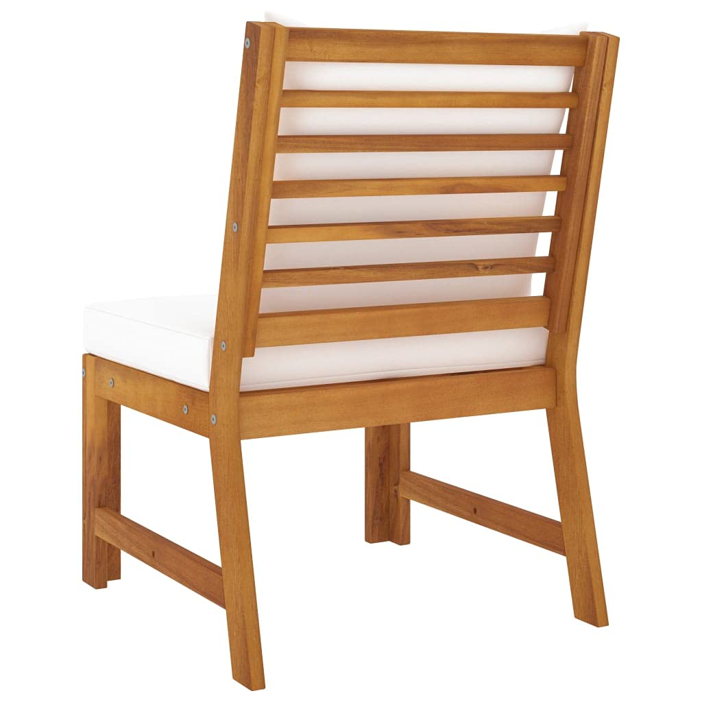 All-Weather Acacia Wood Outdoor Patio Chairs - Solid Wood Porch Dining Chairs with Cream Cushion for Garden, Backyard, Deck & Poolside Relaxation