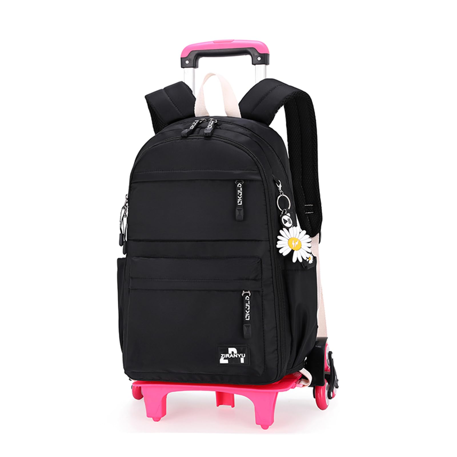 Rolling Backpack with Wheels - Lightweight Kids Roller Backpack for School & Travel | Durable Trolley Bag for Boys & Girls | Perfect for Commuting, Airports & Daily Use (Black)