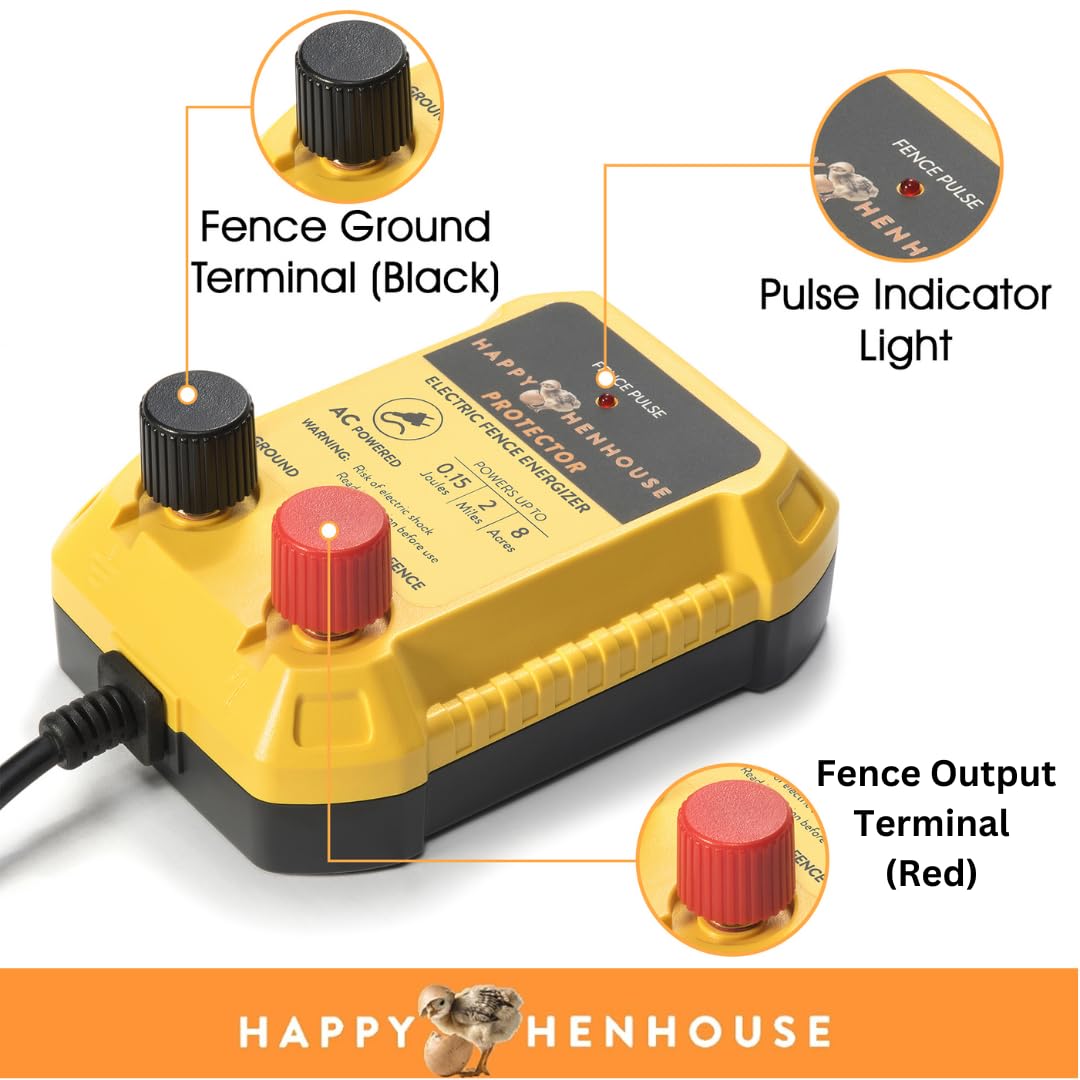 110V AC Electric Fence Charger - High Power Plug-in Energizer for Poultry, Livestock & Garden Security - Works with Electric Fence Wire & Netting - Ideal for Farm, Ranch and Backyard Animal Protection