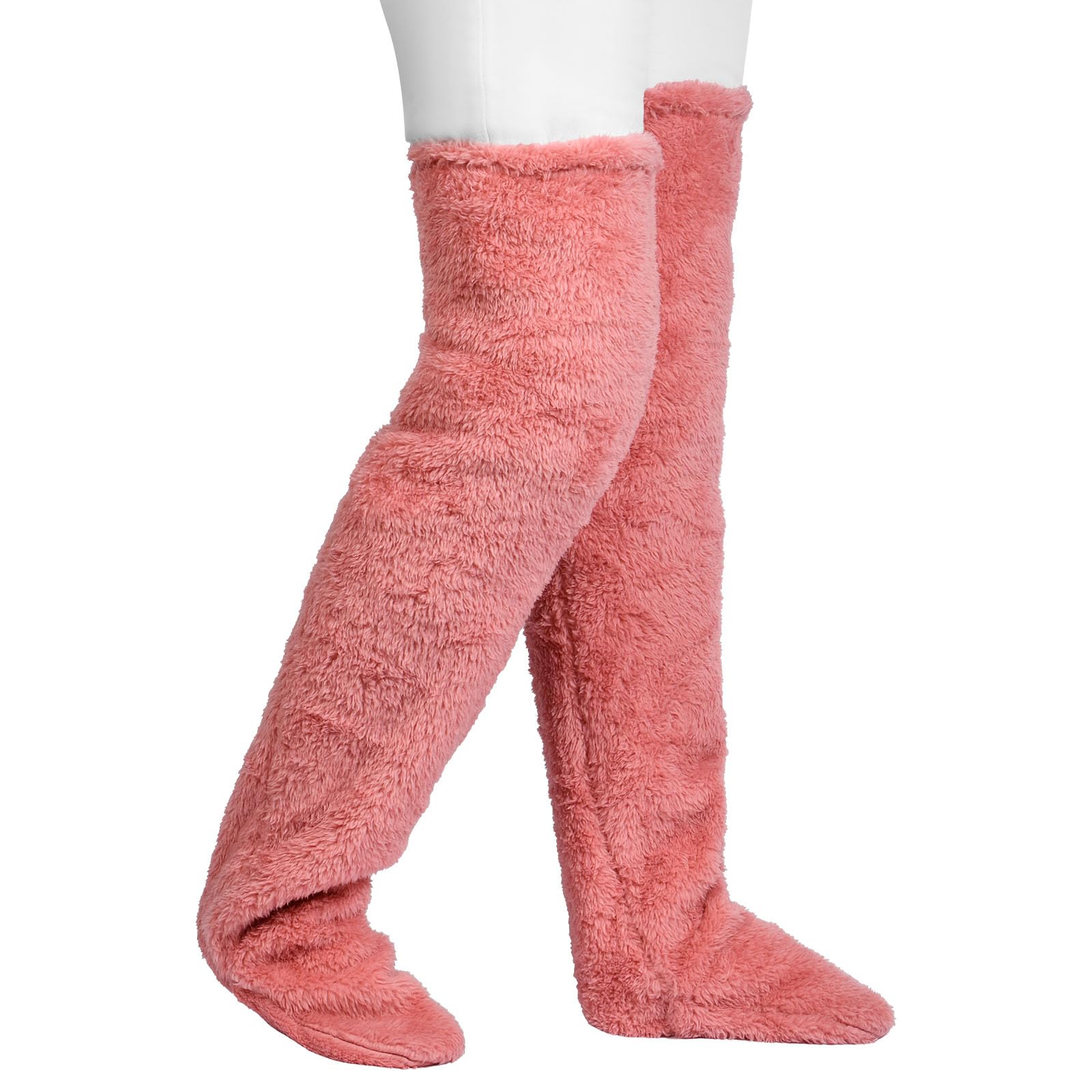 Flintronic Plush Slipper Socks for Women - Cozy Knee-High Warm Fuzzy Winter Sleeping Socks with Non-Slip Sole | Perfect for Home, Lounge & Cold Weather Comfort
