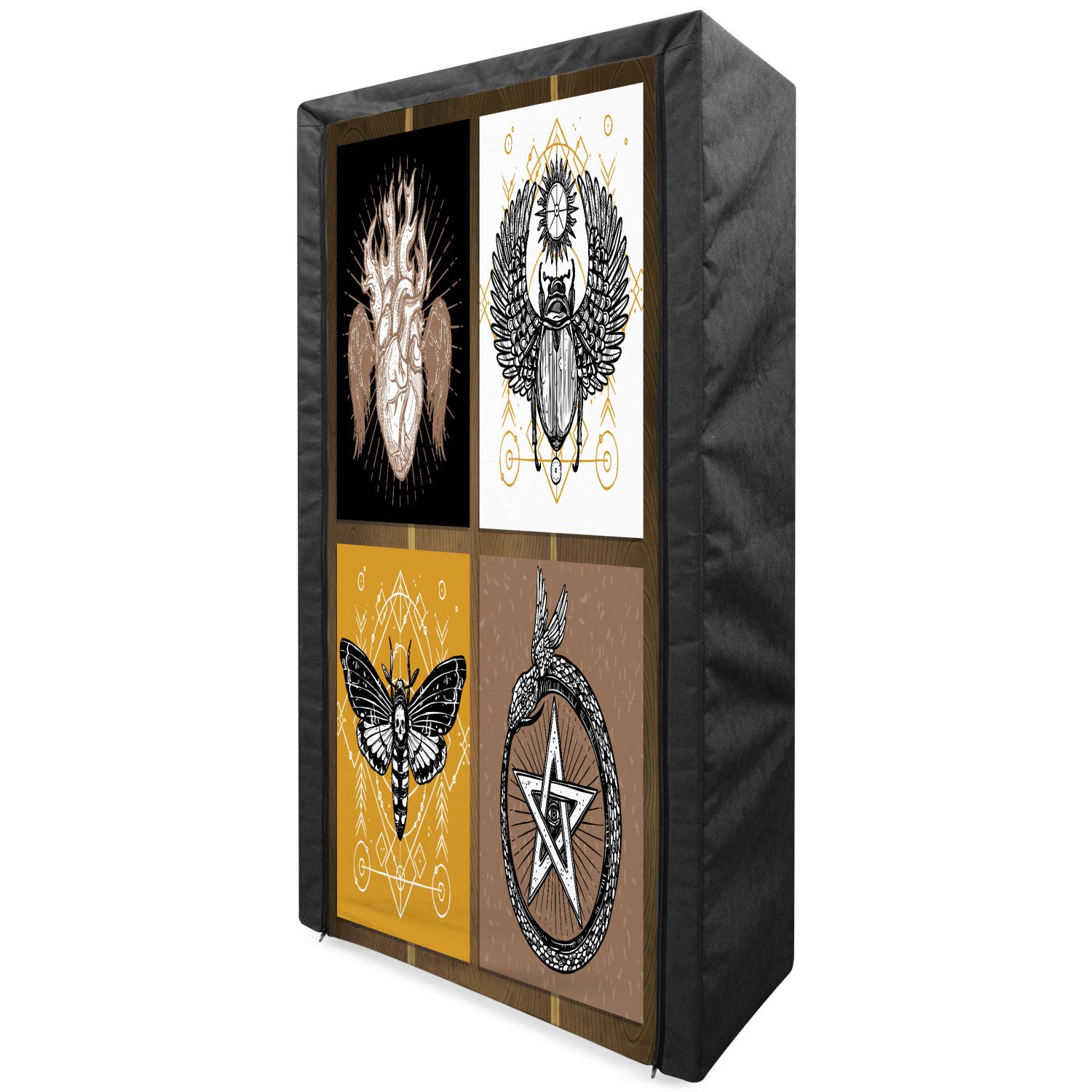 Ambesonne Occult Themed Portable Fabric Wardrobe with Insects Print - 33.5