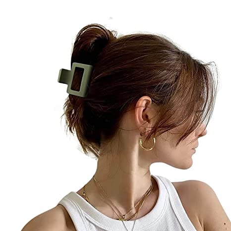 Stylish & Secure Matte Hair Claw Clips for Thick Hair - 4 Pack Square Hair Clips for Women | Perfect for Ponytails, Buns & Everyday Hairstyles