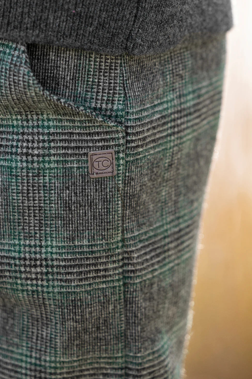 Stylish Houndstooth Green Pants for Women - Tartine Et Chocolat Fashion | Perfect for Office Wear, Casual Outings & Holiday Outfits