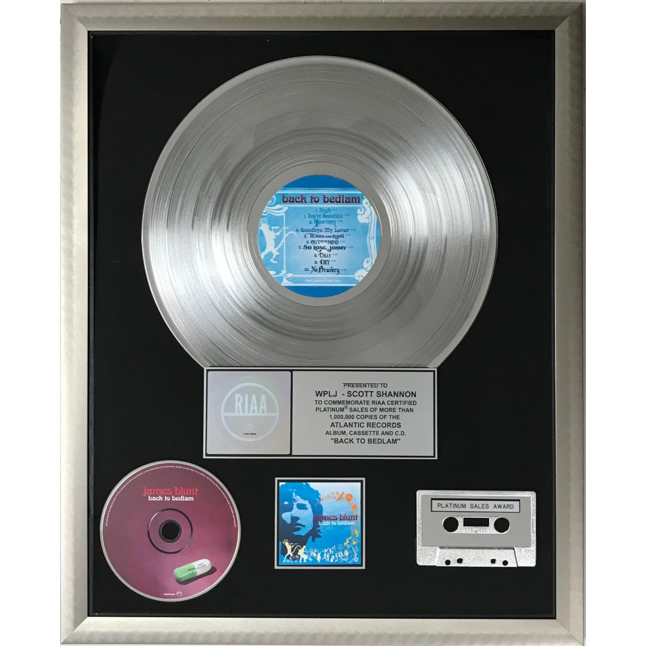 James Blunt Back To Bedlam RIAA Platinum Album Award - Certified Platinum Music CD - Perfect for Home Listening, Car Rides & Gift Giving