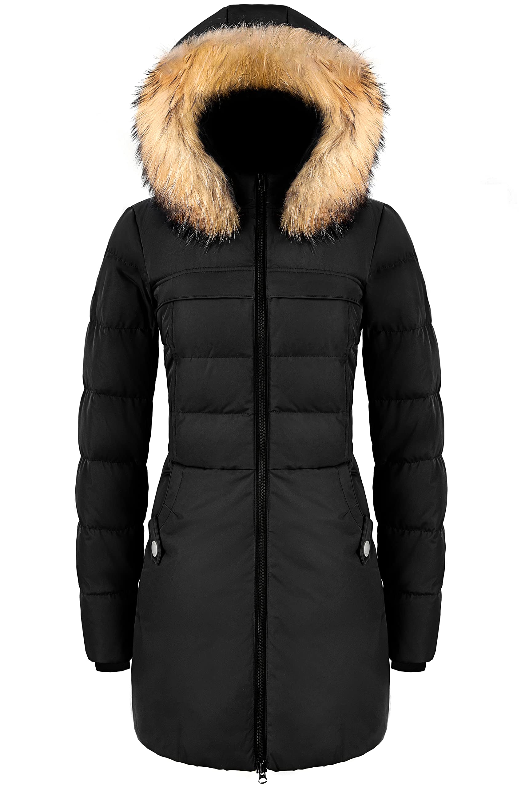 Orolay Women's Thick Warm Down Jacket with Fur Trim Hood - Winter Coat for Cold Weather, Waterproof Parka with Stand Collar - Perfect for Snowboarding, Skiing & Outdoor Activities