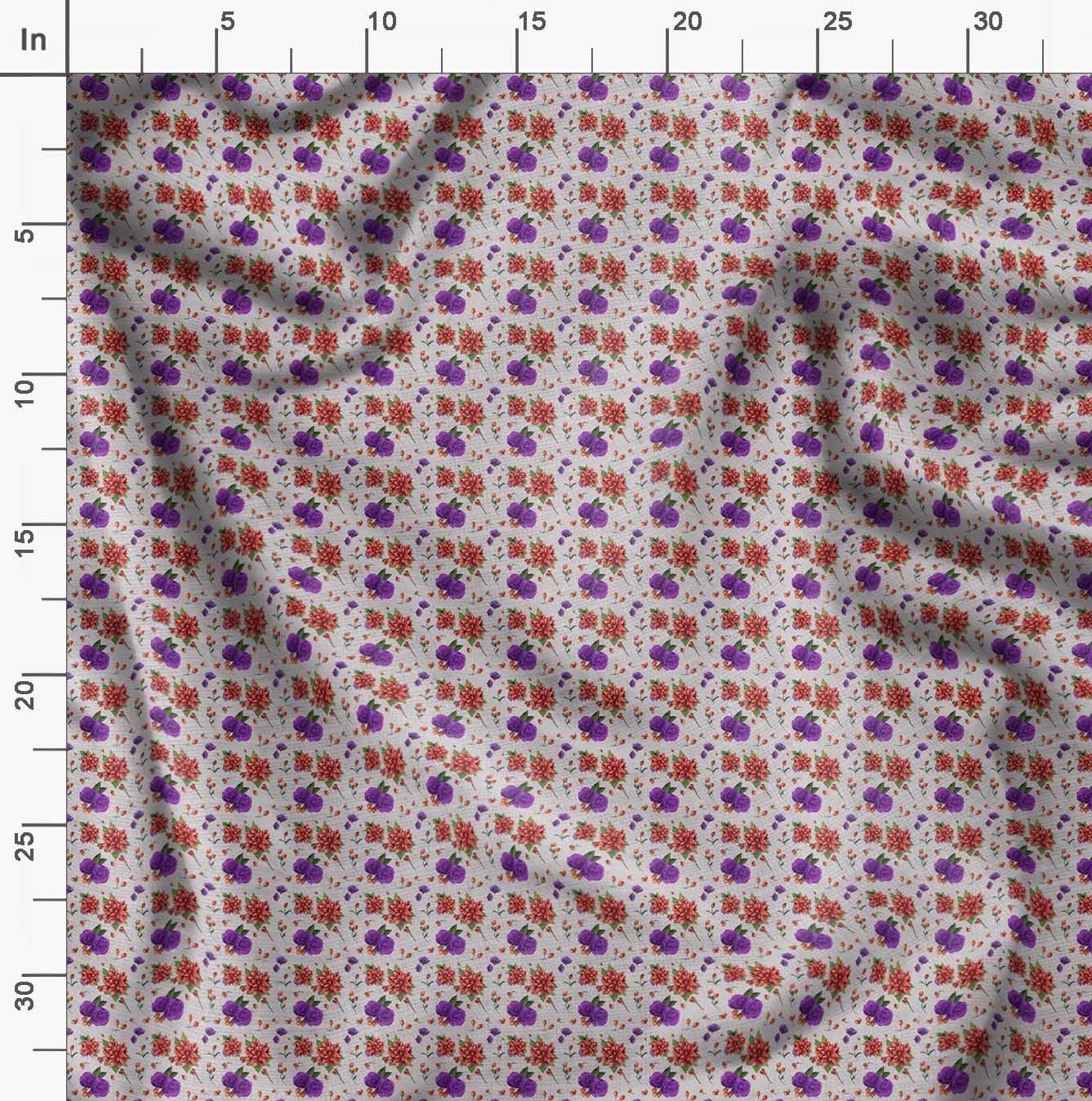 Soimoi Moss Georgette Gray Fabric by The Yard - 42 Inch Wide Floral Printed Fabric with Ranunculus & Chrysanthemum Patterns - Lightweight Draping Material for Dresses, Scarves, Curtains & Home Decor