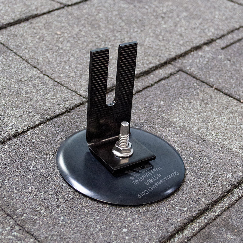 QuickBOLT QB1 Low Profile Multi Roof Mount Kit - 3 Microflashing & Stainless Steel Black Split Top L Foot with Flange Nuts (17821) - Perfect for Solar Panel Installation on Asphalt Shingle Roofs