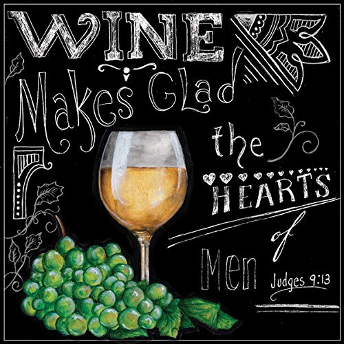 Chalkboard-Style Kitchen Wine Signs - Set of 4 White Framed 12x12 Inch Wall Art Prints for Home Decor - Ready to Hang - Perfect for Dining Room, Bar, or Wine Cellar Décor