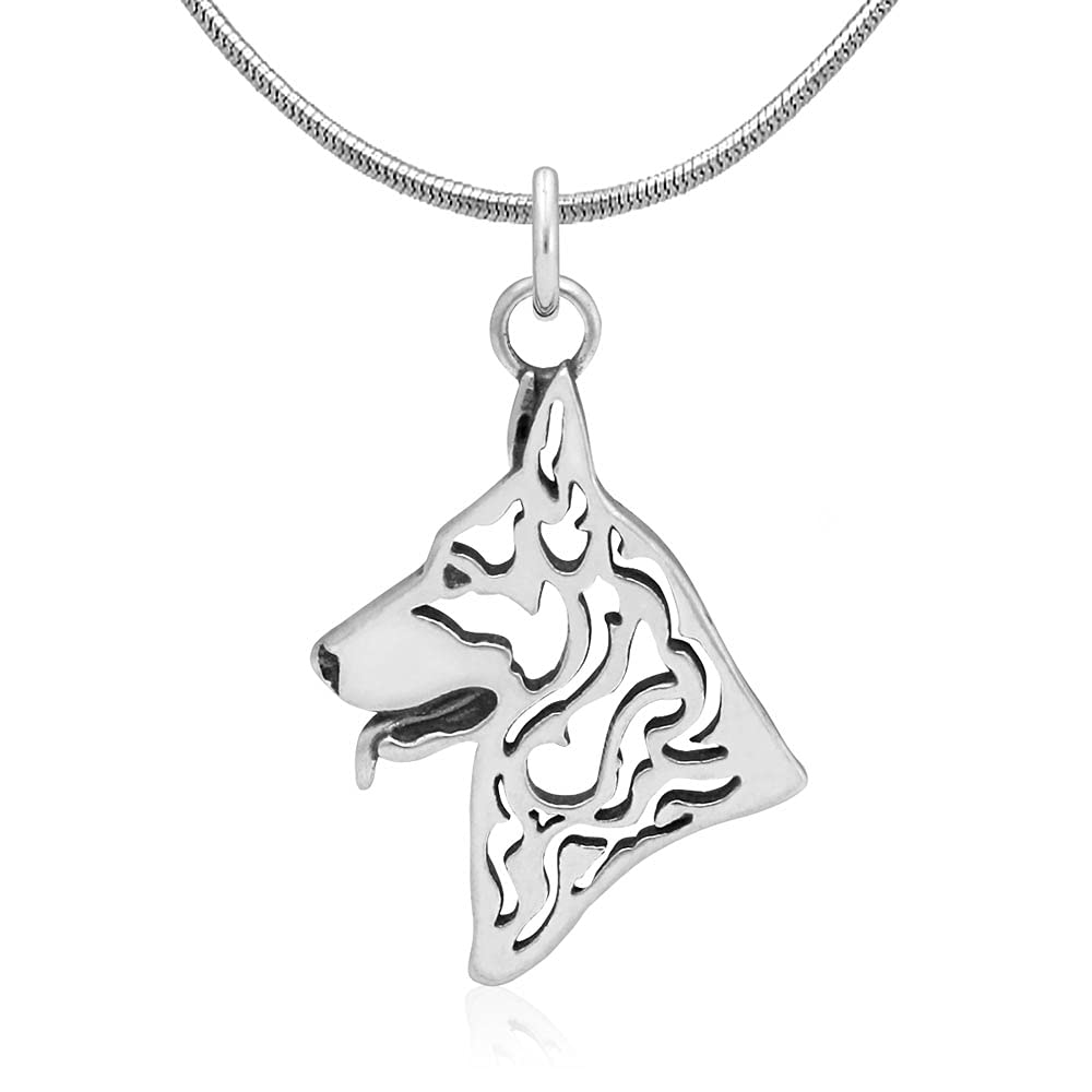 Sterling Silver German Shepherd Dog Pendant Necklace - Perfect Gift for GSD Owners | Handcrafted Jewelry for Dog Lovers | Ideal for Everyday Wear, Special Occasions & Pet Memorials