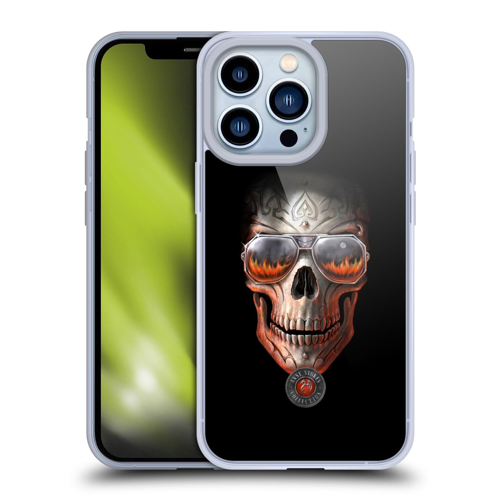 Anne Stokes Hellfire Skull iPhone 13 Pro Case - Officially Licensed Soft Gel Phone Cover for Apple iPhone 13 Pro - Gothic Horror Design for Halloween, Cosplay & Alternative Fashion Lovers
