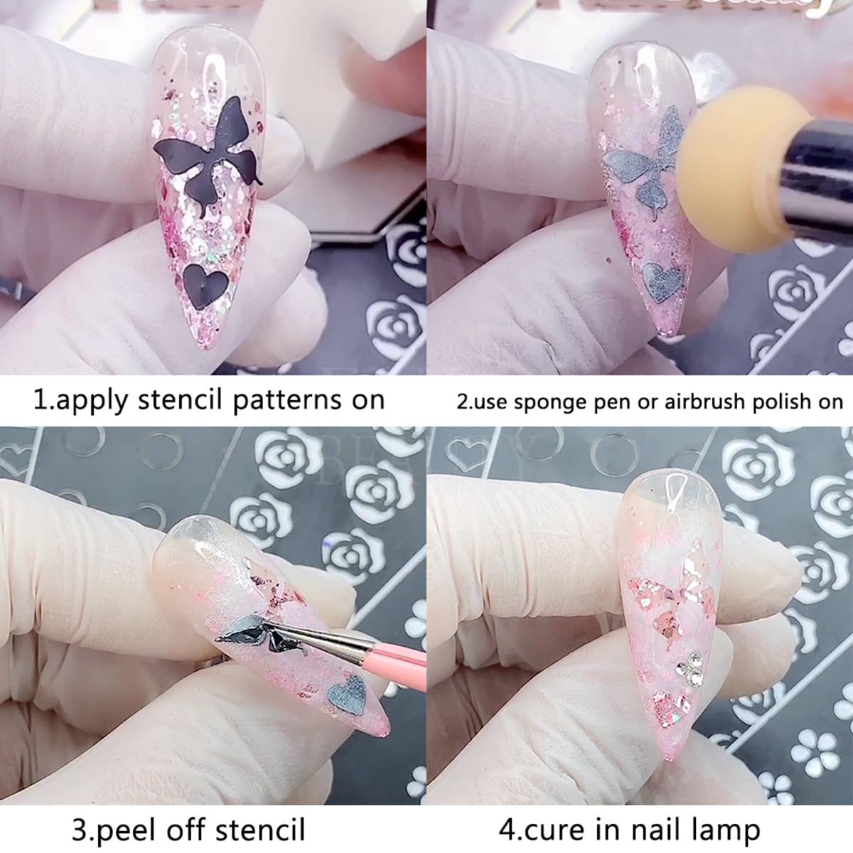 10 Sheets Christmas Nail Art Stickers - Butterfly, Heart, Bow, Stars, Moon & Snowflake Designs for DIY Manicure | Holiday Nail Decoration Supplies for Women | Perfect for Xmas Parties, Gifts & Winter Nail Art