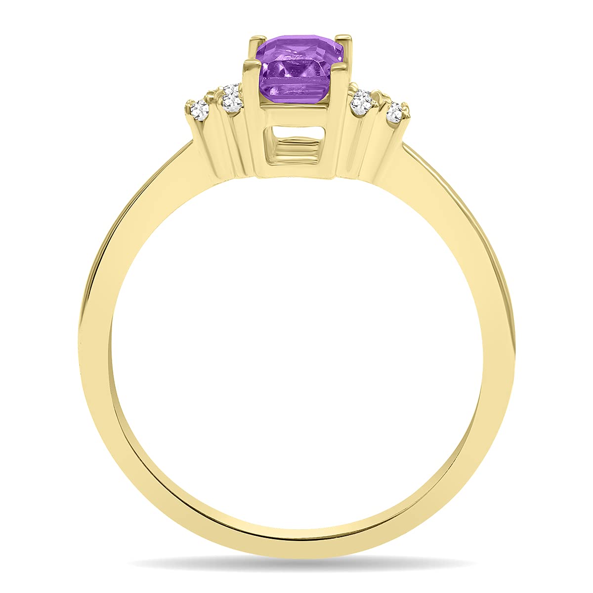 10K Yellow Gold Gemstone & Diamond Ring - Emerald, Sapphire, Blue Topaz, Amethyst Options | Elegant Jewelry for Engagement, Wedding & Special Occasions