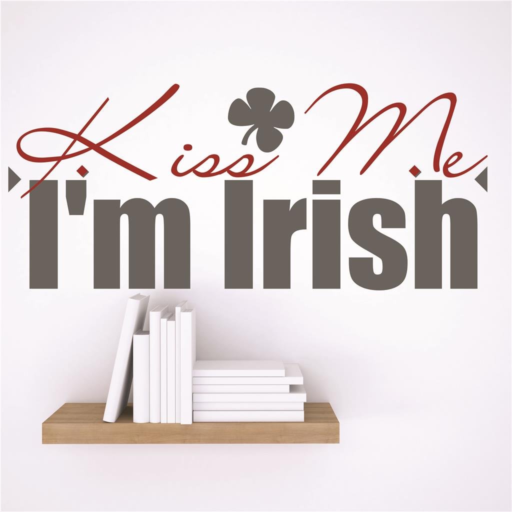 Kiss Me I'm Irish Wall Decals - Removable St. Patrick's Day Bedroom Decor (9x43 Inch) - DIY Home Decor for Party, Dorm & Nursery