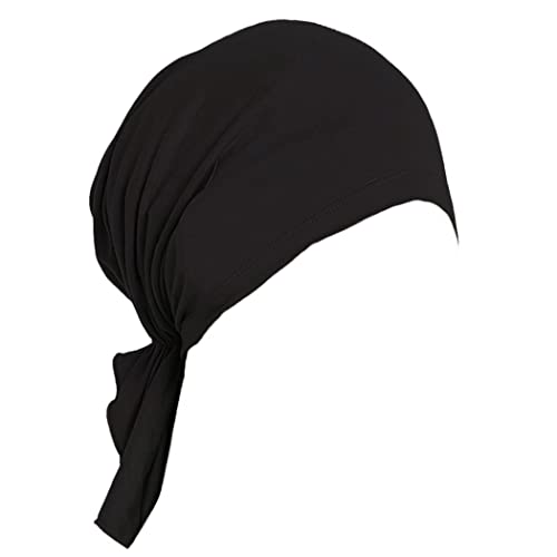 CAKURE Chemo Headscarf - Soft African Head Wraps & Cancer Headwear Turban for Women - Breathable Chemo Cap Head Cover (Black) | Perfect for Hair Loss, Medical Treatments & Fashion Accessories