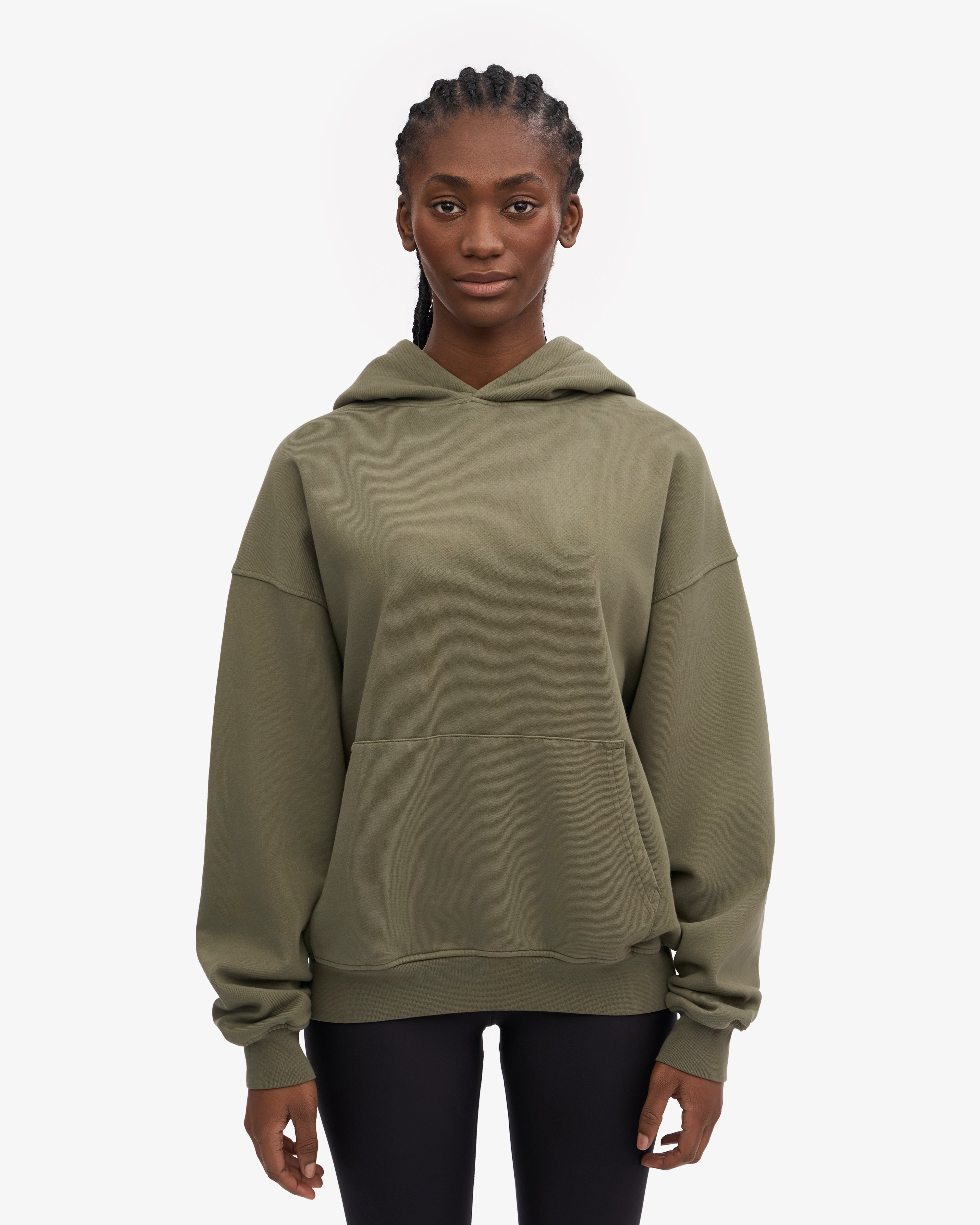 Organic Oversized Hoodie for Women - Soft & Cozy Pullover Sweatshirt - Dusty Olive Green - Perfect for Casual Wear, Lounge & Outdoor Activities