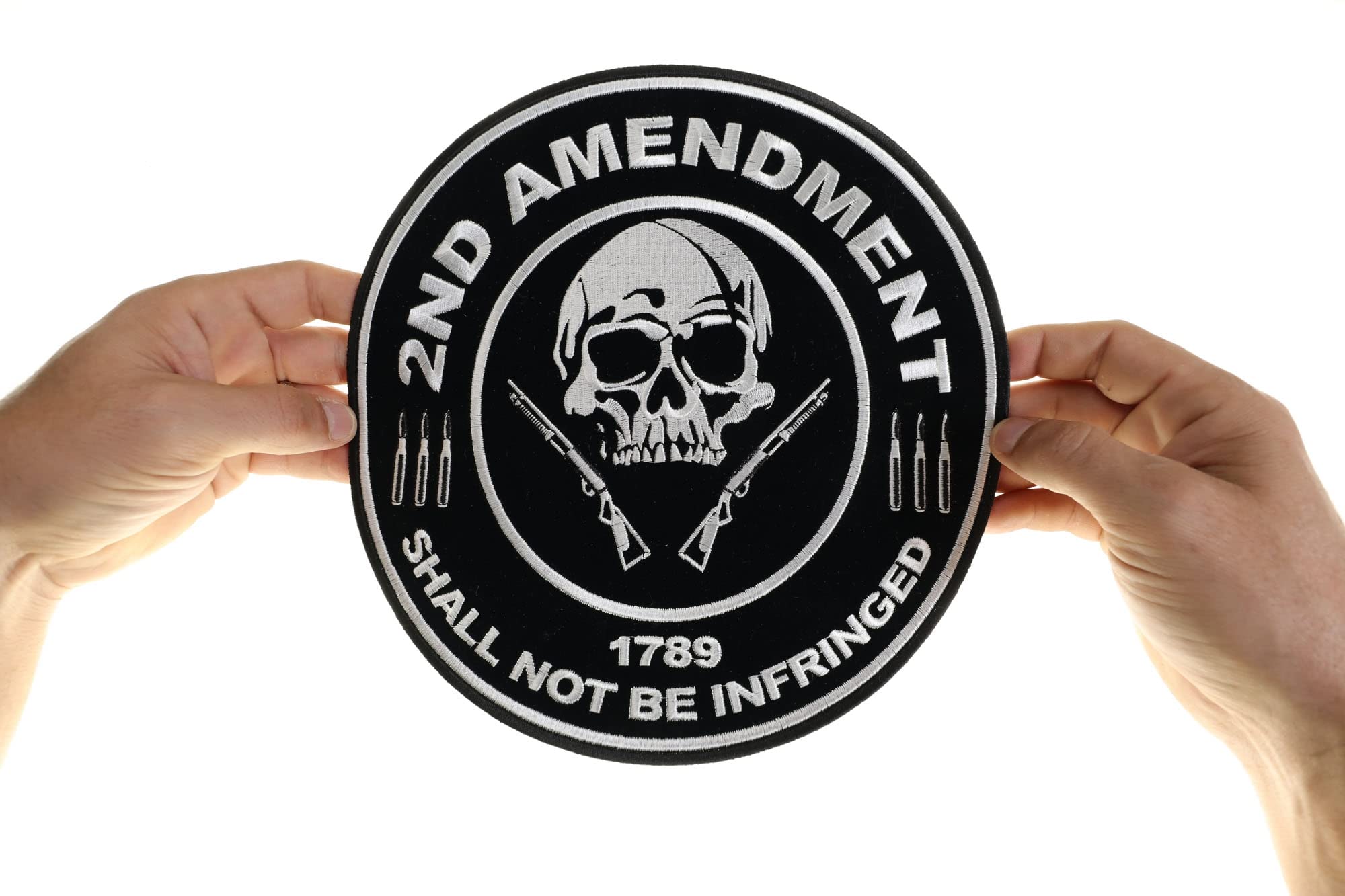 2nd Amendment Shall Not Be Infringed 1789 Skull Patch - Large Patriotic Military Style Embroidered Iron-On Badge for Jackets, Hats & Bags - Perfect for Gun Rights Supporters, Veterans & Freedom Lovers