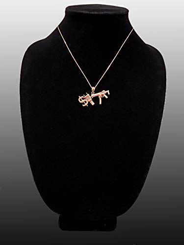 10K Rose Gold Dollar Sign Hip Hop Pendant Necklace for Men - Gangster Money Gun Jewelry - Perfect for Rappers, Streetwear & Urban Fashion (LA BLINGZ)