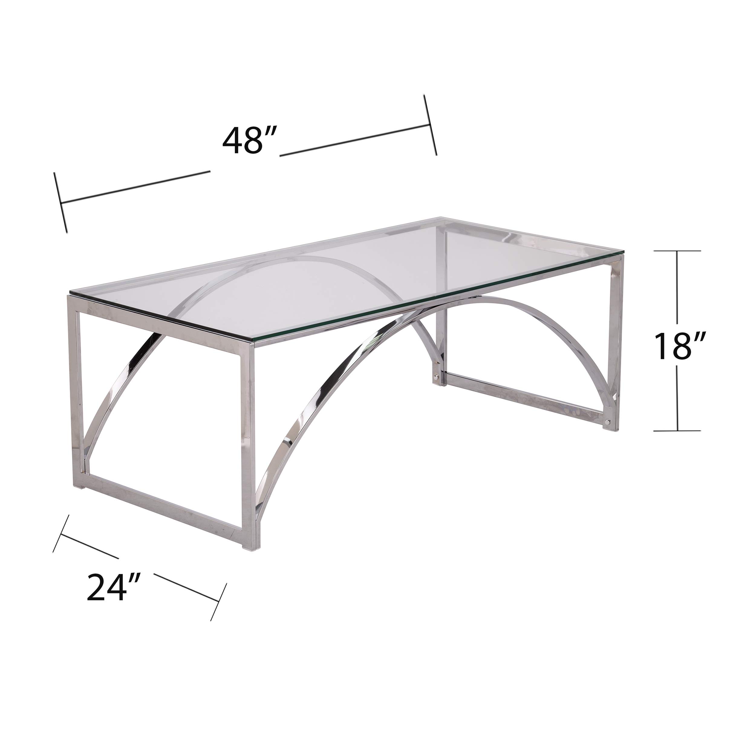 SEI Furniture Stevenly Modern Chrome Coffee Table - Stylish Living Room Center Table for Small Spaces, Home Decor & Entertainment Areas