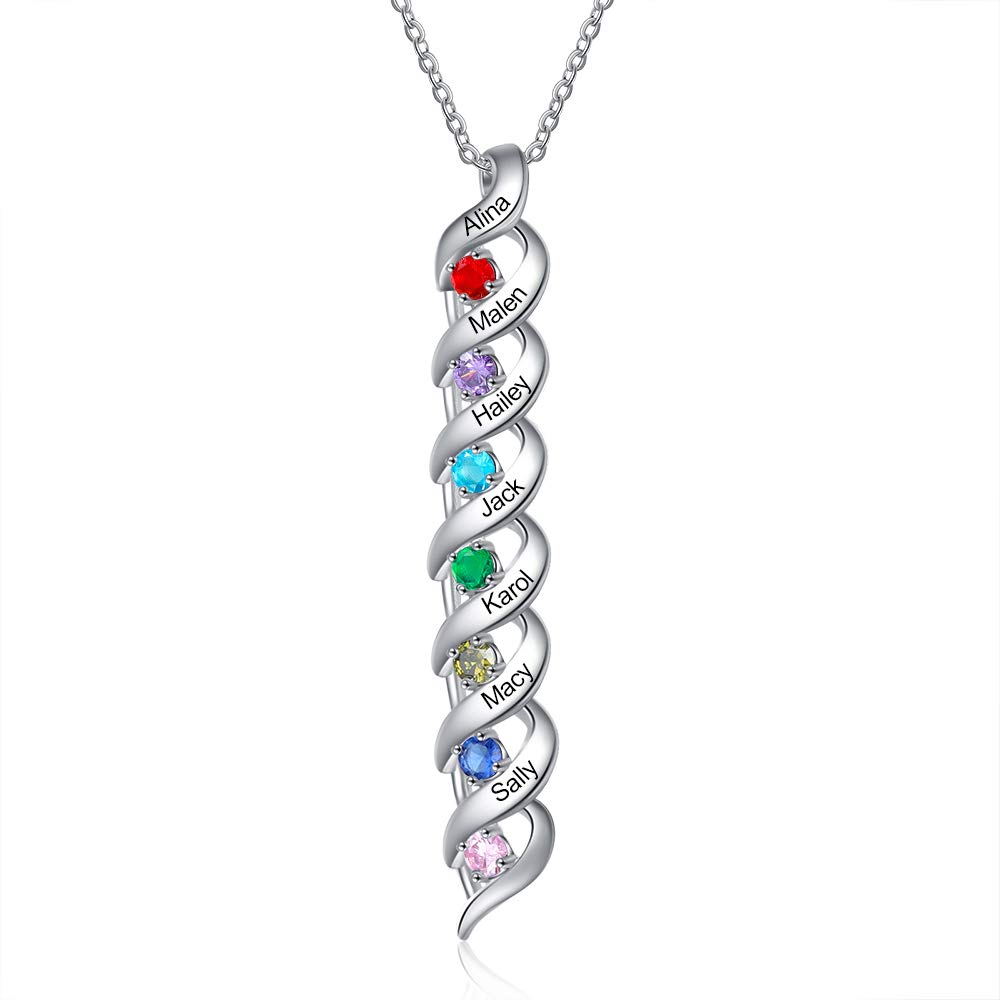 Personalized Mother & Grandma Necklace with 1-10 Name & Simulated Birthstones - Custom Jewelry Gift for Wife, Sister, Daughter - Birthday, Anniversary, Mother's Day Present - Perfect for Family Occasions & Special Moments