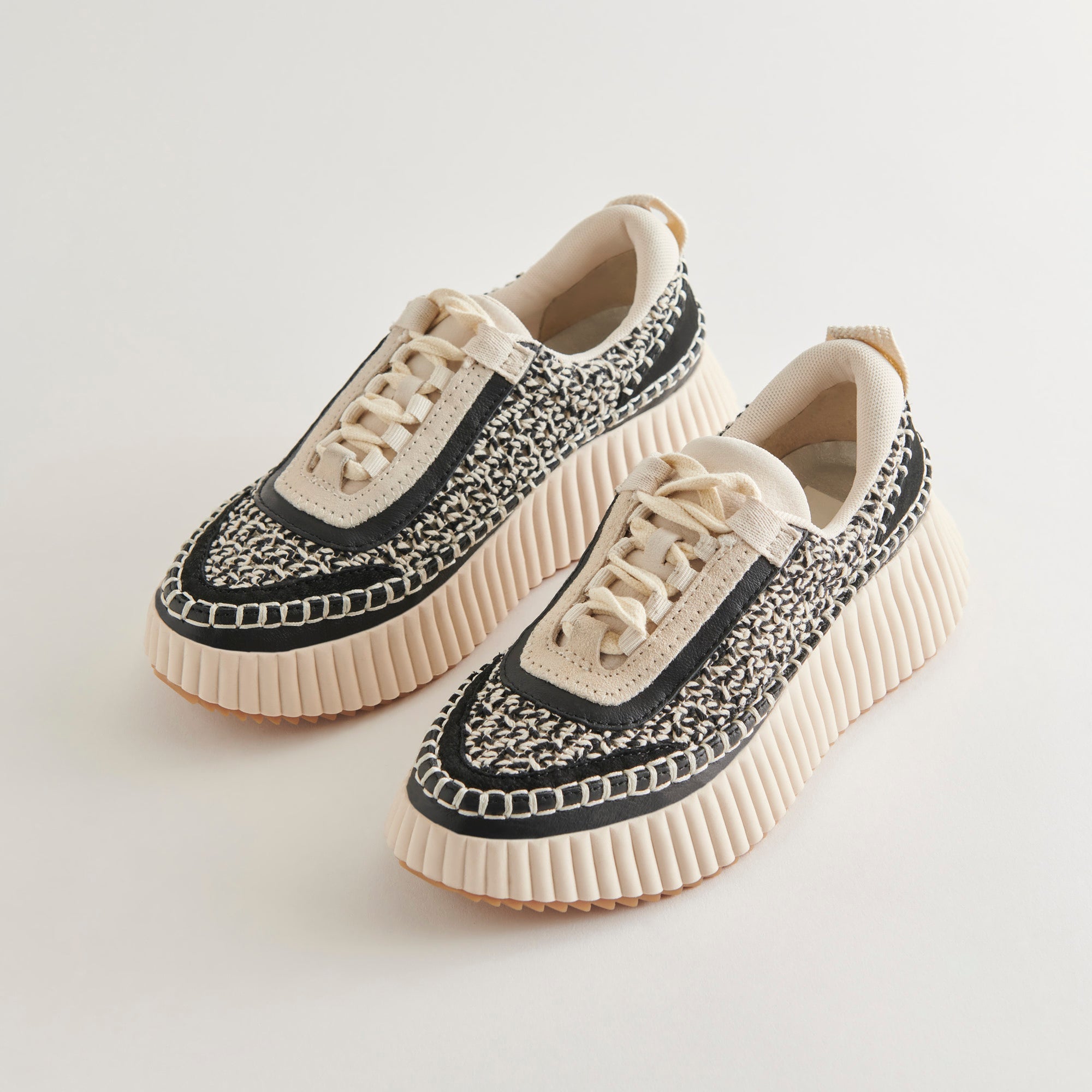 DOLEN White and Black Woven Sneakers - Lightweight Comfortable Casual Shoes for Men & Women | Perfect for Running, Walking, Gym & Everyday Wear