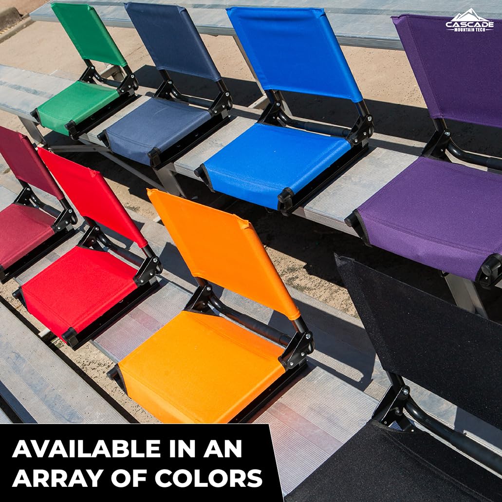 Cascade Mountain Tech Portable Folding Stadium Seat with Shoulder Strap - Comfortable Bleacher & Bench Cushion for Outdoor Sports, Concerts, and Events