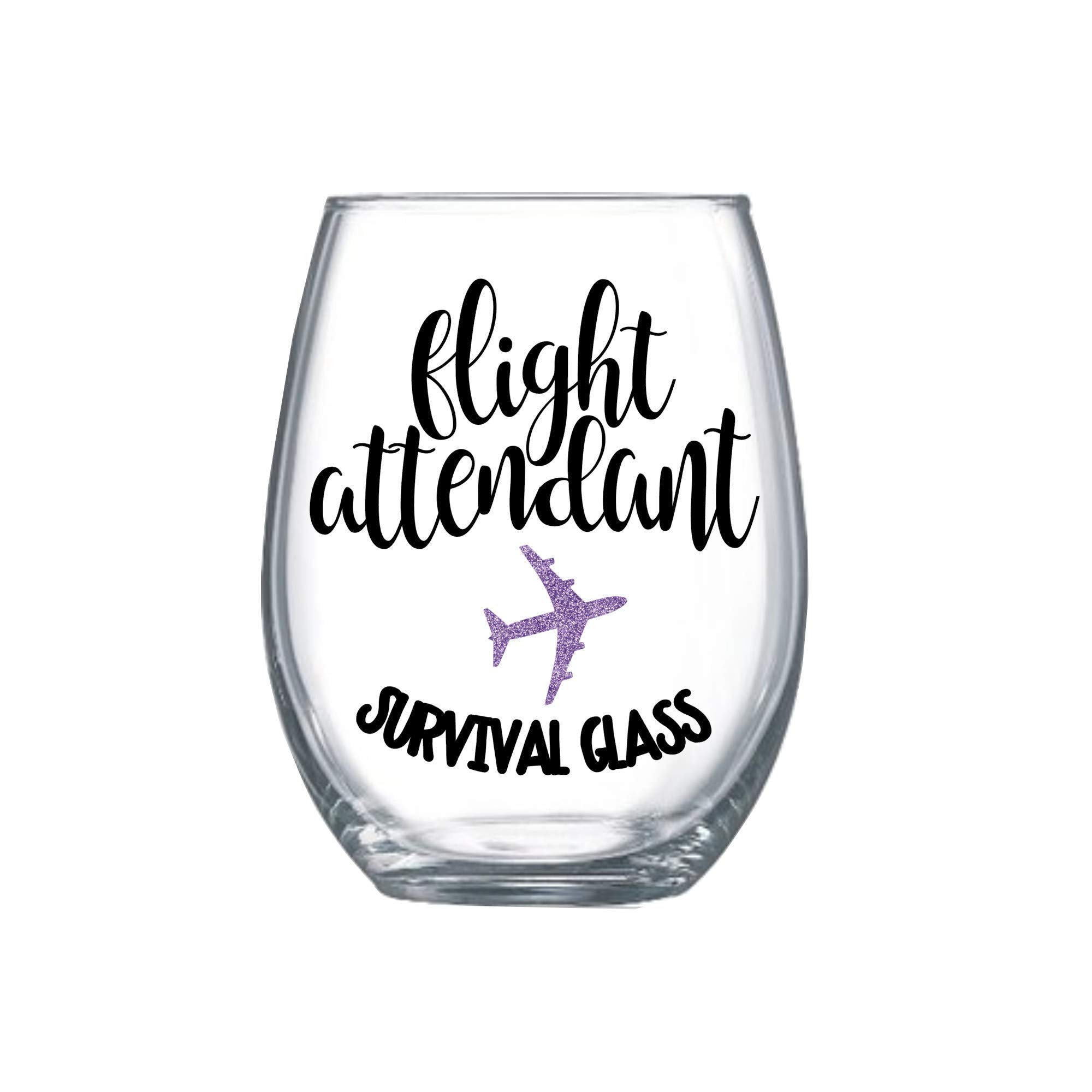 Funny Flight Attendant Gifts for Women - Unique Graduation Present Idea - 0078 Themed Stemless Wine Glass - Perfect for Cabin Crew Parties, Birthday Celebrations & Aviation Enthusiasts