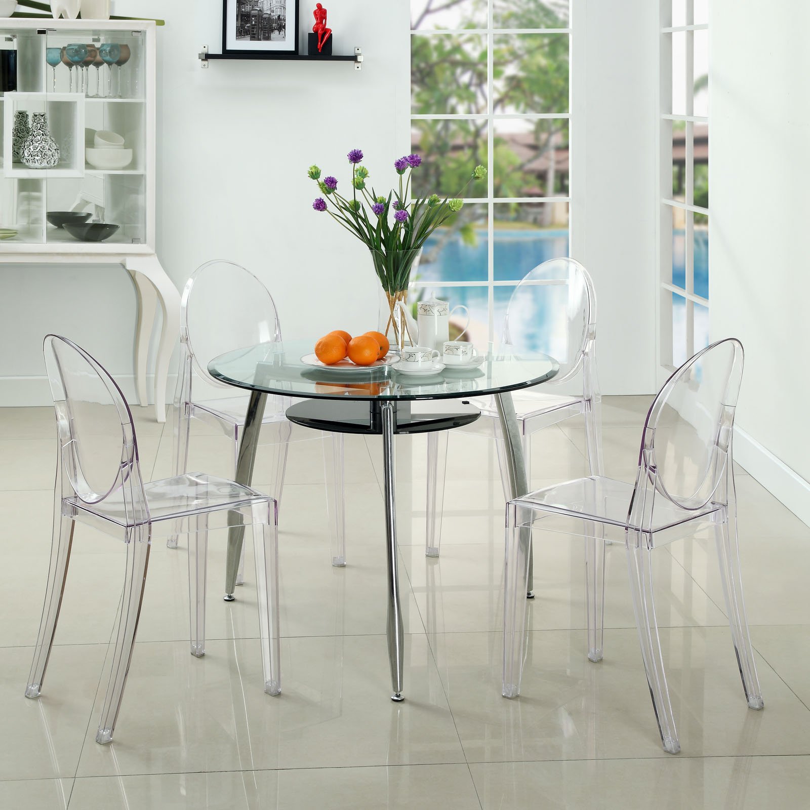 Modway Casper Modern Acrylic Stacking Chair - Clear Transparent Kitchen & Dining Room Chair - Fully Assembled Contemporary Furniture for Home, Restaurant, or Office Use